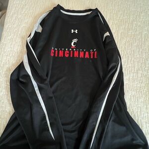 Under Armour Black and White University of Cincinnati Dri Fit Logo Shirt
